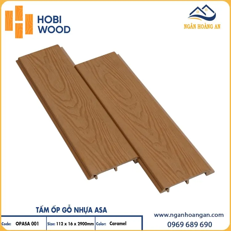 Tấm Ốp Gỗ Nhựa Ngoài Phủ ASA Hobiwood OPASA 001 Caramel Tấm Ốp Gỗ Nhựa Ngoài Phủ ASA Hobiwood OPASA 001 Caramel
